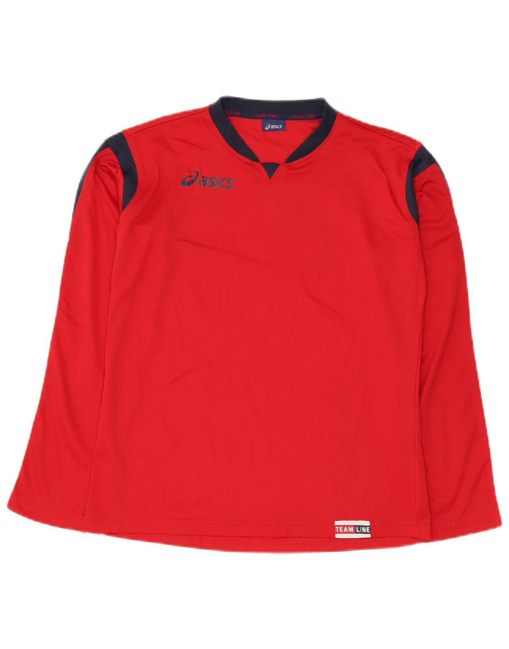 Asics Langarmshirt für Jungen, 13–14 Jahre, rotes Farbblock-Polyester