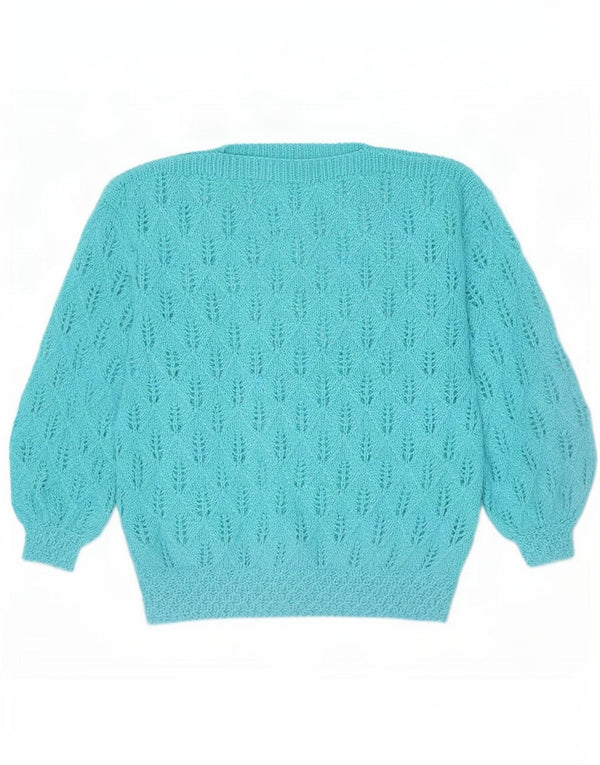 Vintage Damen Pullover mit U-Boot-Ausschnitt, UK 16, Groß, Blau