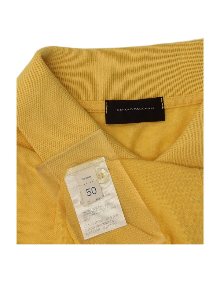 SERGIO TACCHINI Mens Polo Shirt IT 50 Medium Yellow Cotton