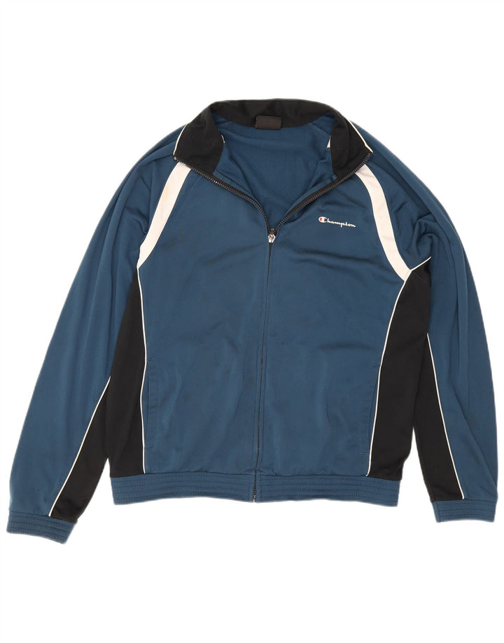 Champion Herren-Trainingsanzug-Top-Jacke, großes blaues Farbblock-Polyester