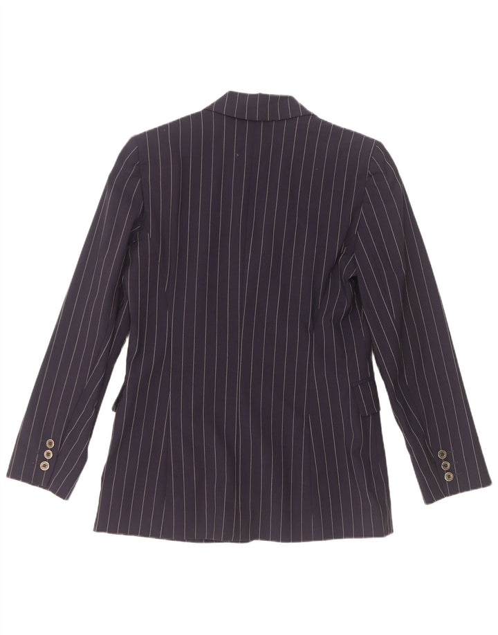 Belfe & Womens 3-Knopf-Blazer-Jacke IT 42 Mittelmarineblaue Nadelstreifenwolle