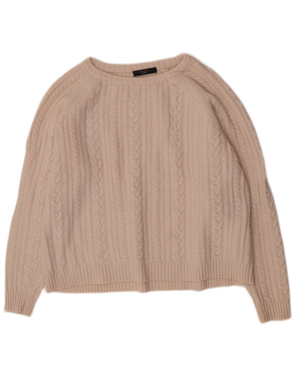 Max Mara Damen-Pullover, lockere Passform, U-Boot-Ausschnitt, Gr. 42, Größe L, gebrochenes Weiß