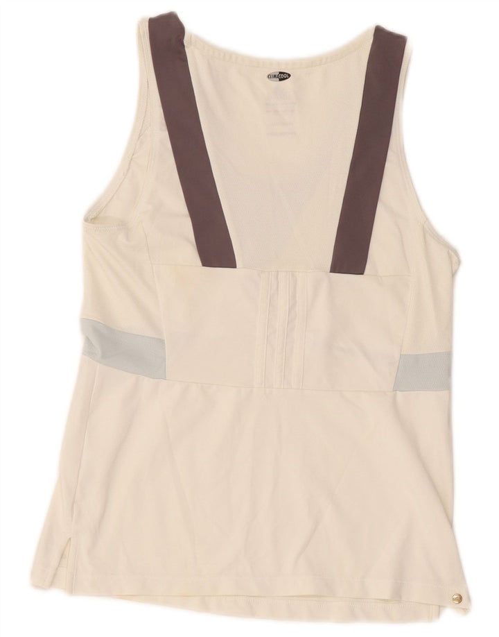 Adidas Damen Climacool Vest Top UK 16 Large Weiß Colourblock