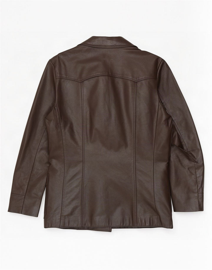 Monza Herren-Blazerjacke aus Leder mit 3 Knöpfen, UK 38, Mittelbraun