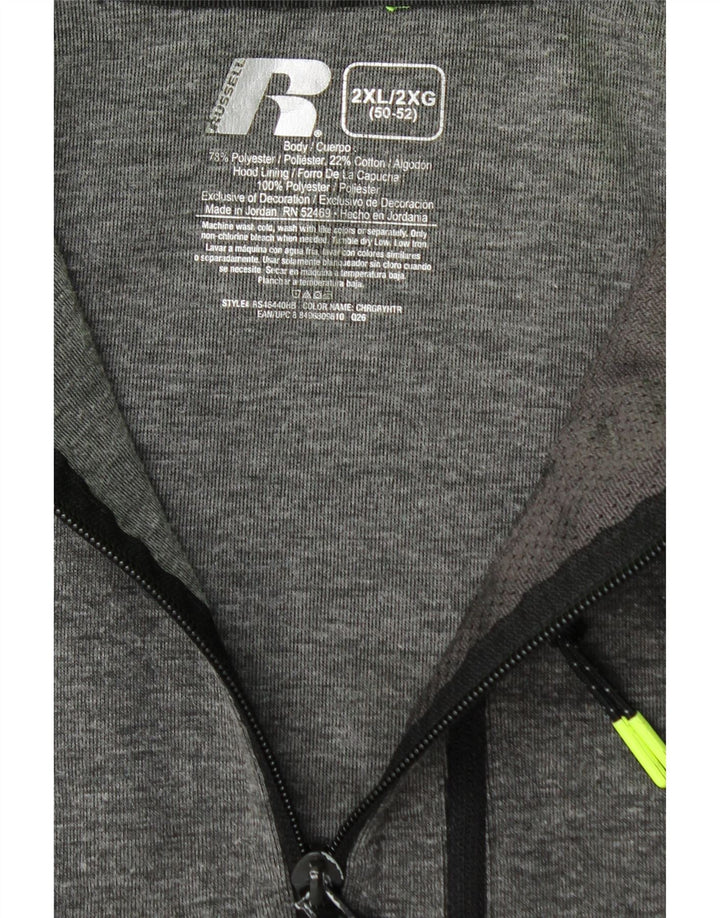 Russell Athletic Herren-Kapuzenpullover mit Reißverschluss, 2XL, Grau, Polyester