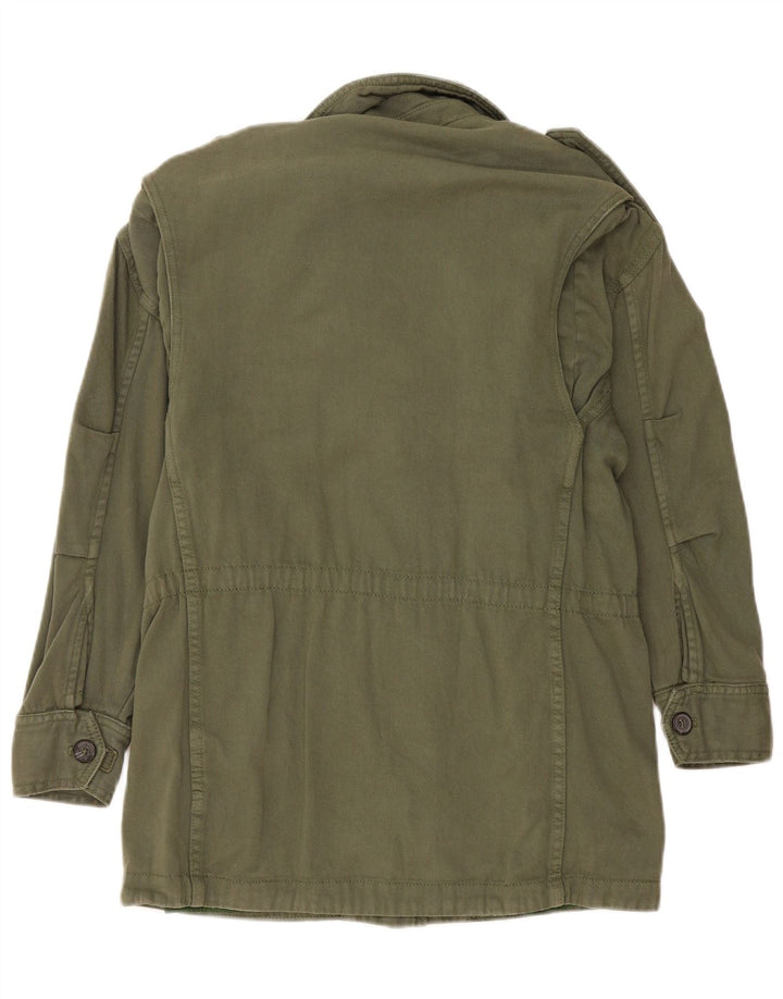 Zara Damen Übergroße Militärjacke UK 6 XS Khaki Baumwolle