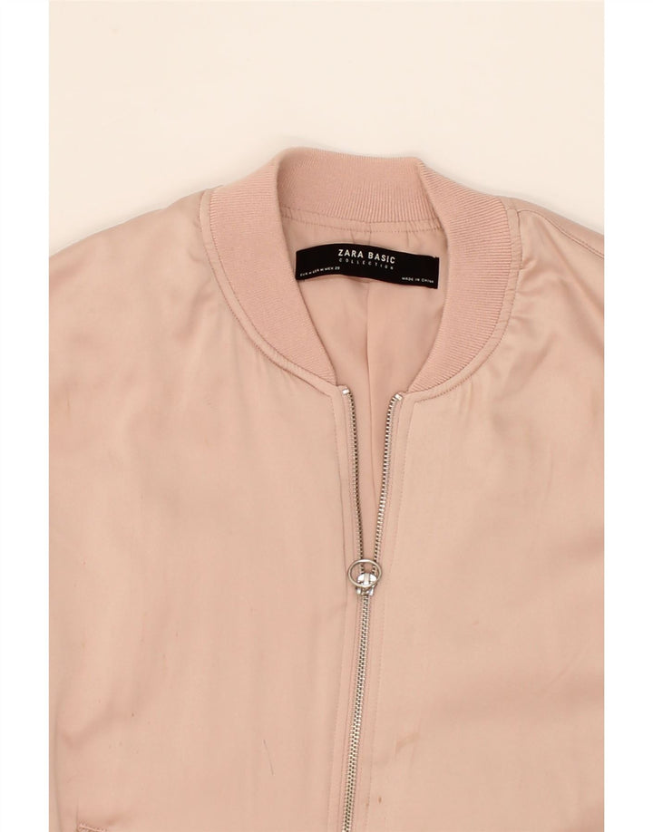 ZARA Womens Bomber Jacket UK 14 Medium Pink Polyester Vintage Zara and Second-Hand Zara from Messina Hembry 