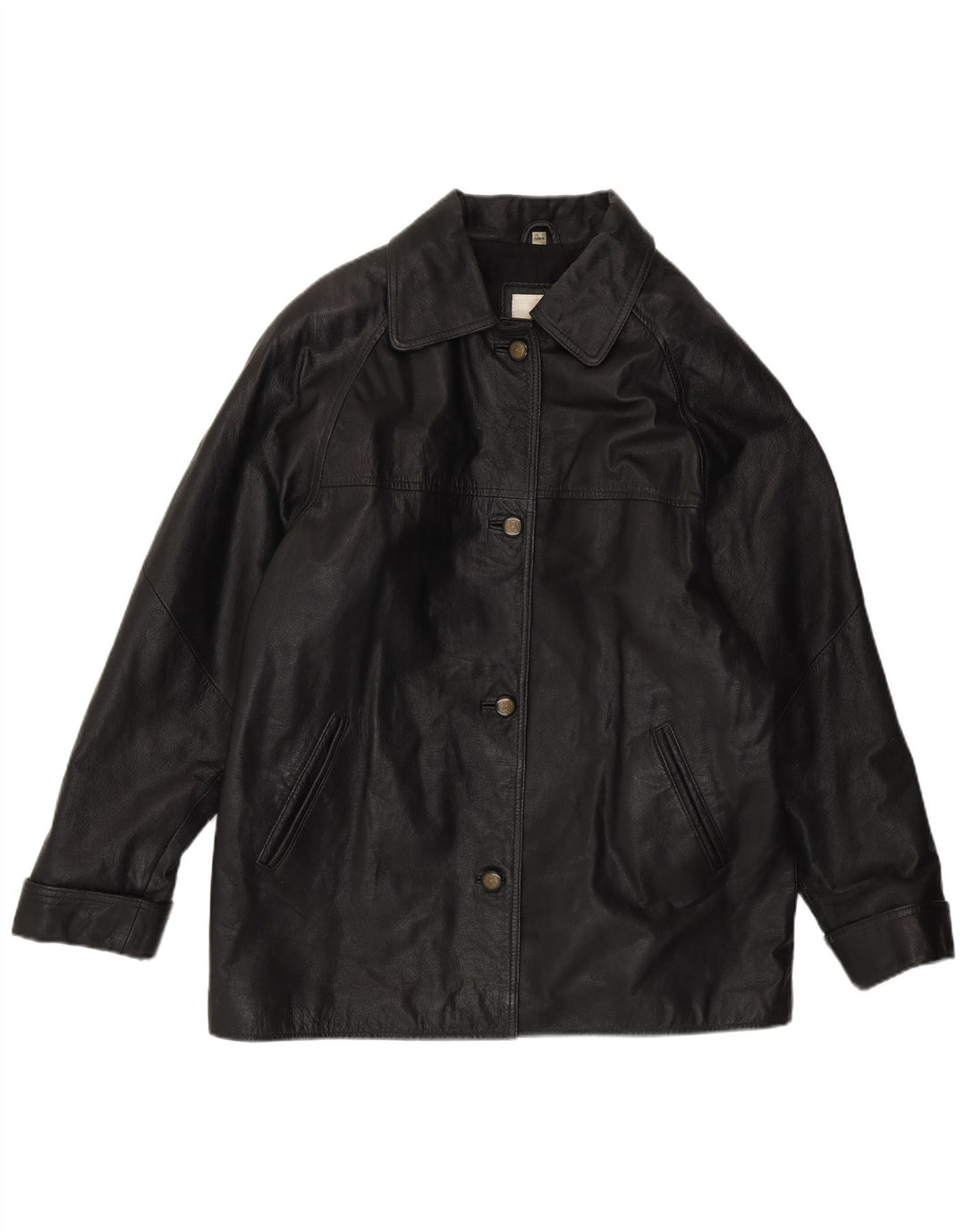 Modern Classics Damen-Lederjacke mit lockerer Passform, UK 14, mittelschwarzes Leder