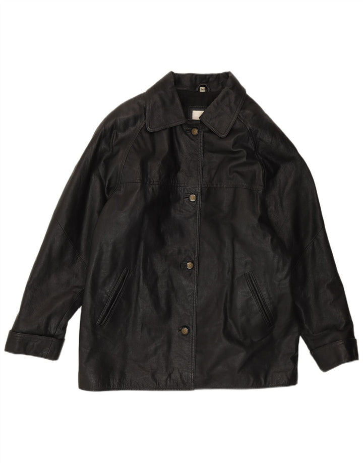 Modern Classics Damen-Lederjacke mit lockerer Passform, UK 14, mittelschwarzes Leder