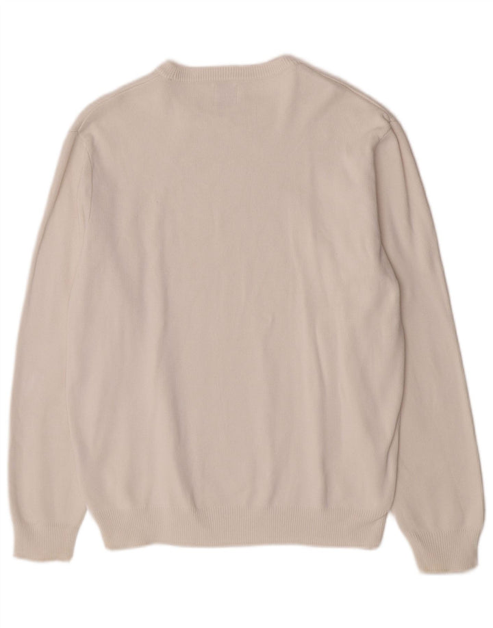 Zara Herren-Pullover mit Rundhalsausschnitt, groß, aus weißer Baumwolle