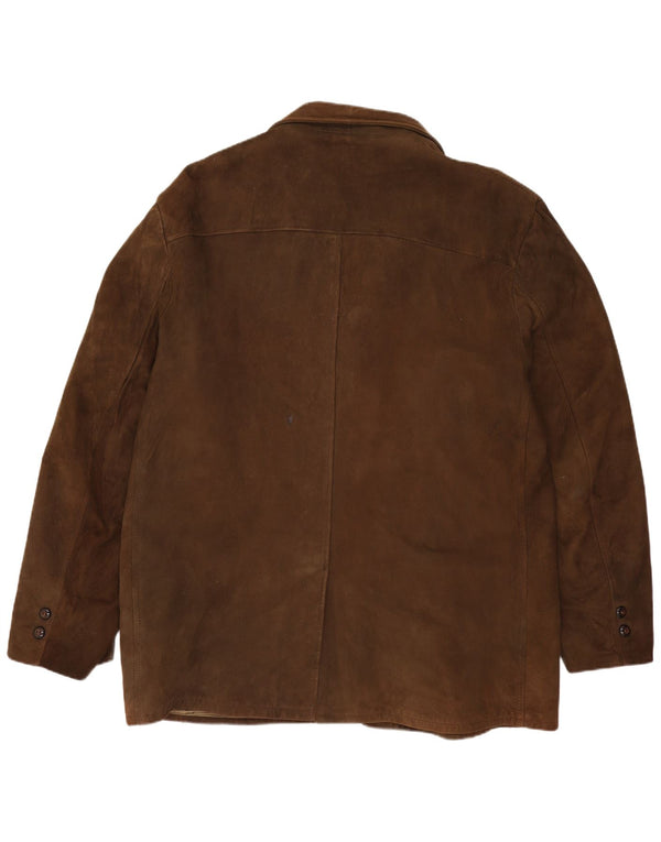 Excelled Mens 3 Button Suede Blazer Jacket UK 42 XL Brown Suede