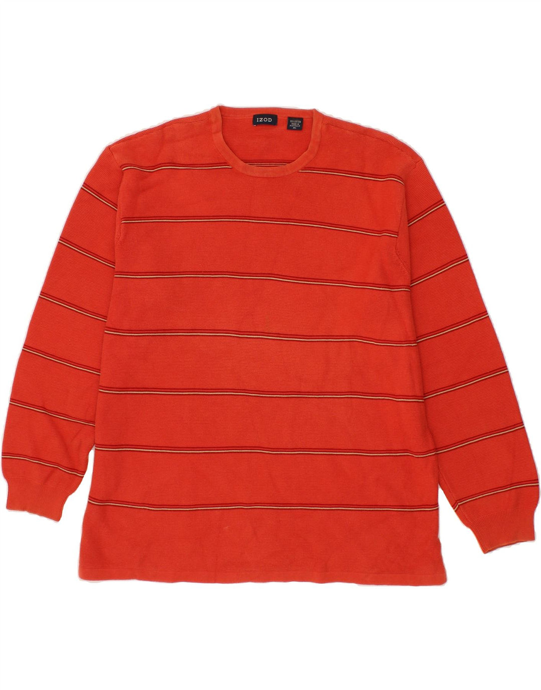 IZOD Mens Crew Neck Jumper Sweater XL Red Striped Cotton Vintage Izod and Second-Hand Izod from Messina Hembry 