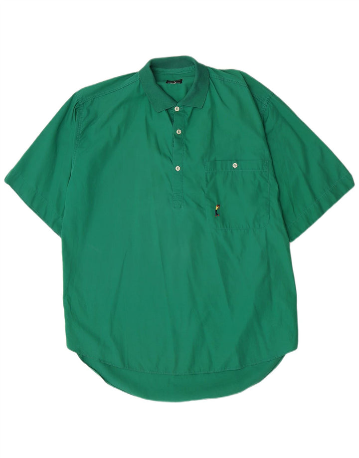Vintage Herren Kurzarm Pullover Shirt Große grüne Baumwolle