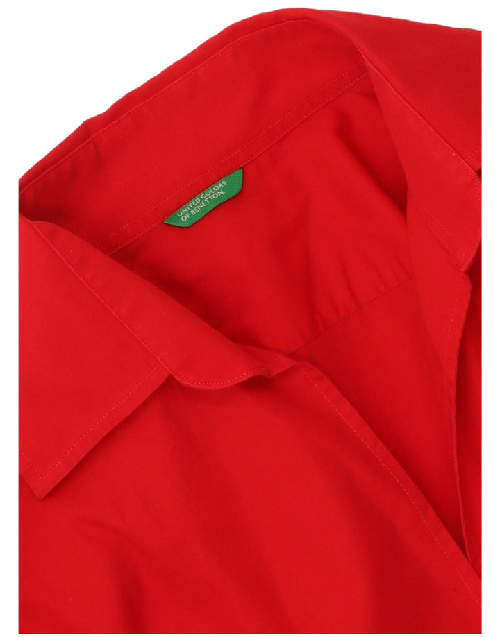Benetton Damen Hemdbluse UK 12 Mittelrot