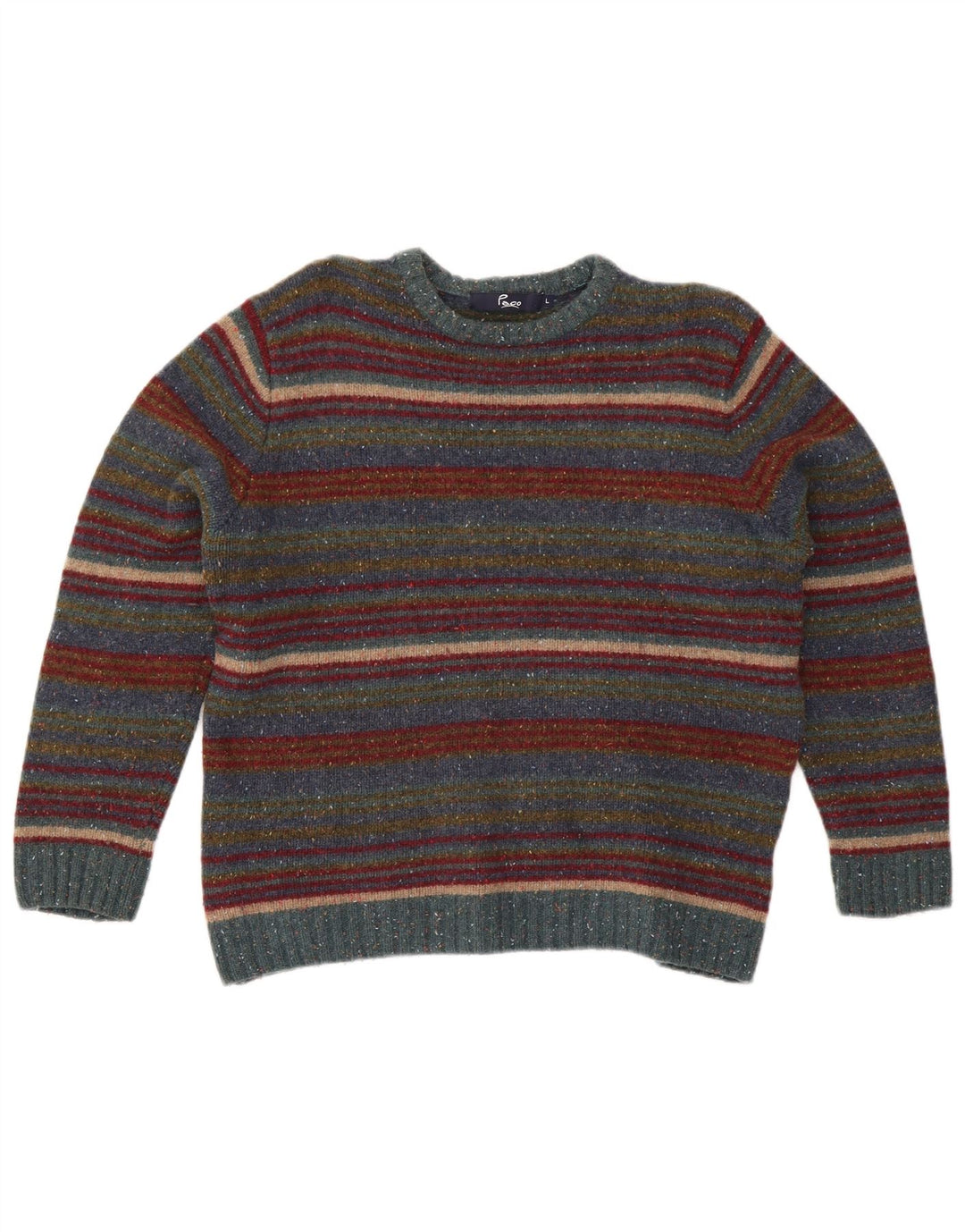 Paco Damen-Pullover mit Rundhalsausschnitt, Gr. 16, groß, mehrfarbig, gestreift, Wolle