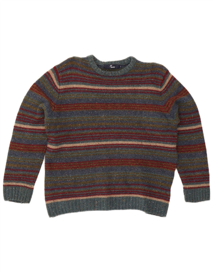 Paco Damen-Pullover mit Rundhalsausschnitt, Gr. 16, groß, mehrfarbig, gestreift, Wolle