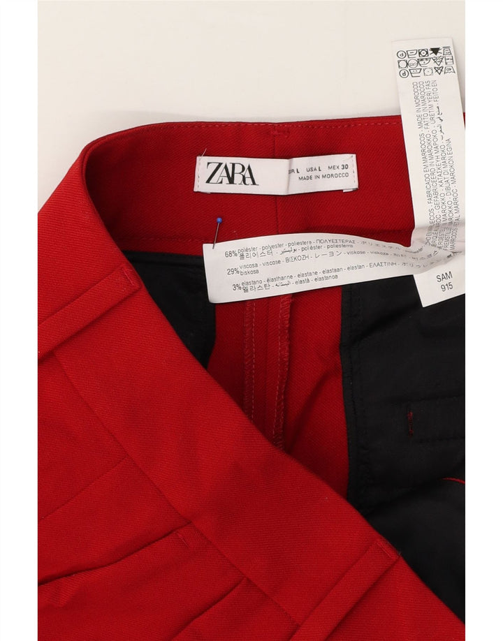 Zara Damen-PEGged-Cropped-Hose, Größe L, W32, L25, Rot, Polyester