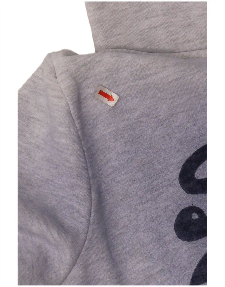 SUPERDRY Damen-Kapuzenpullover mit Grafik, UK 14, mittelgrau gefleckte Baumwolle