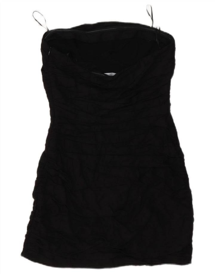 Zara Damen Mini-trägerloses Kleid, Größe S, Schwarz, Leinen
