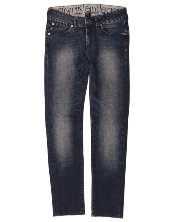 Calvin Klein Damen Body Fit Skinny Jeans W24 L27 Marineblau Baumwolle