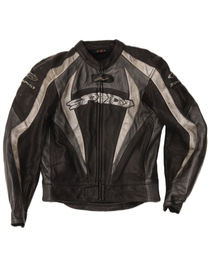 Spidi Herren-Motorrad-Grafik-2-teiliges Set, Größe 48, mittelschwarzes Leder