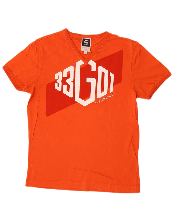 G-Star Herren Grafik-T-Shirt-Oberteil aus mitteloranger Baumwolle