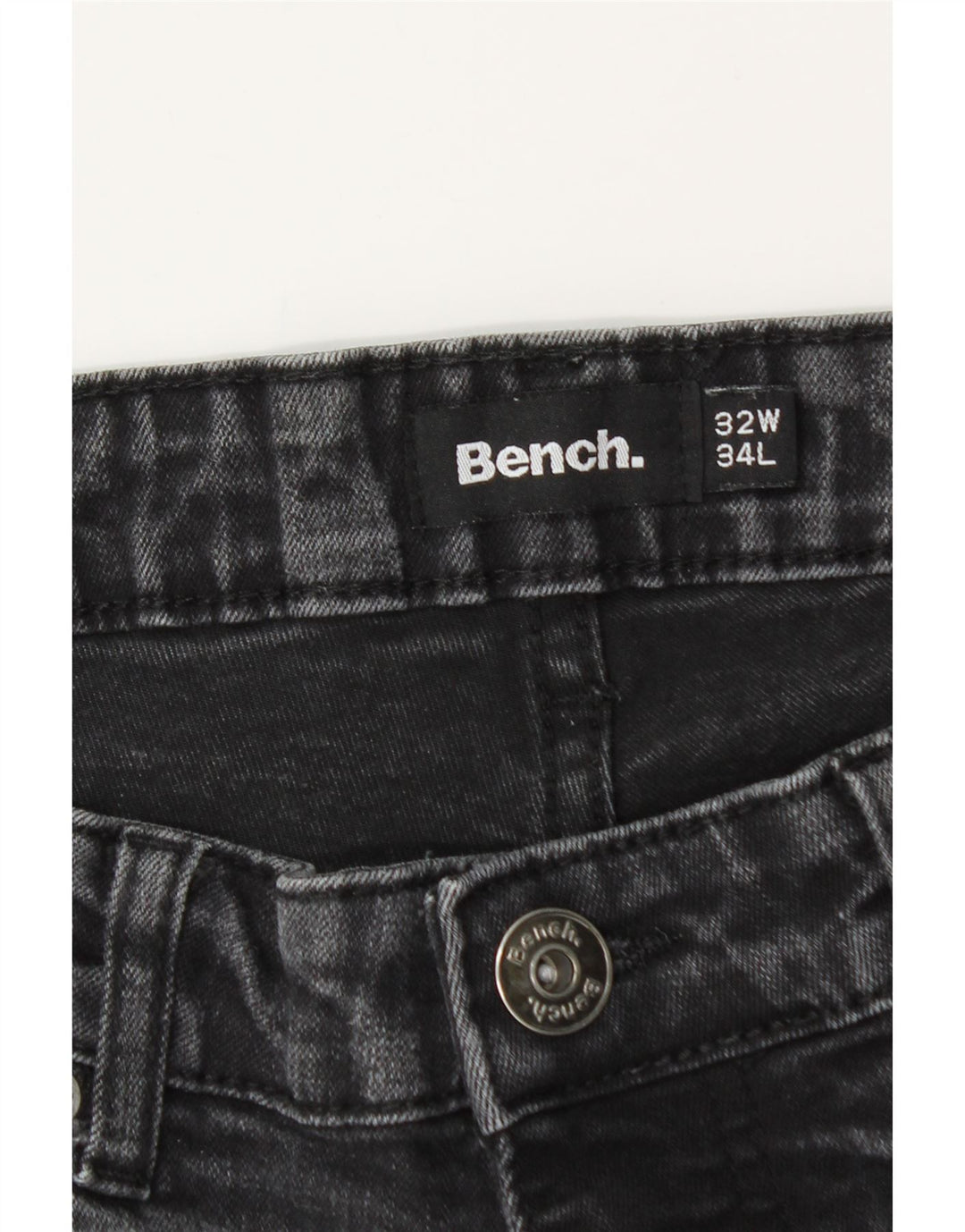 Bench Herren Slim Jeans W32 L32 Schwarz Baumwolle