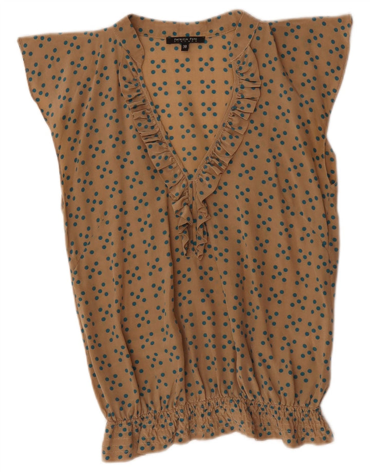 Patrizia Pepe Damen Bluse Top IT 38 XS Beige Polka Dot