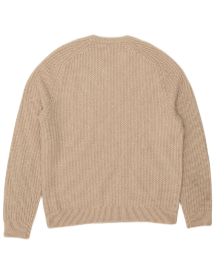 Reiss Herren-Pullover mit Rundhalsausschnitt, XL, beige Wolle