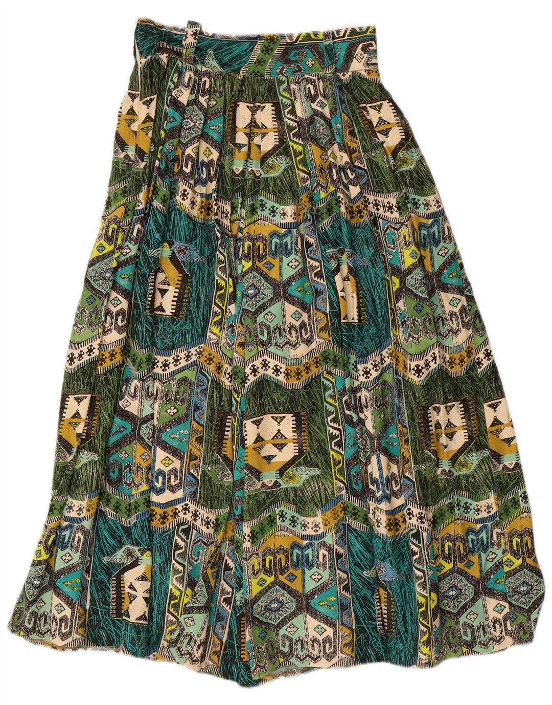 VINTAGE Damen Haremshose W28 L22 Grüne geometrische Viskose