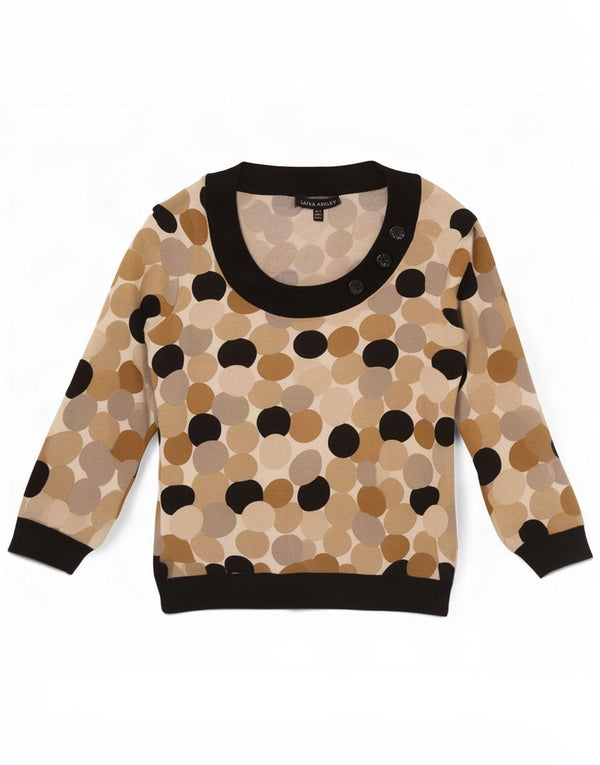 Laura Ashley Damen-Pullover mit U-Boot-Ausschnitt, Größe S, Beige, geometrisch