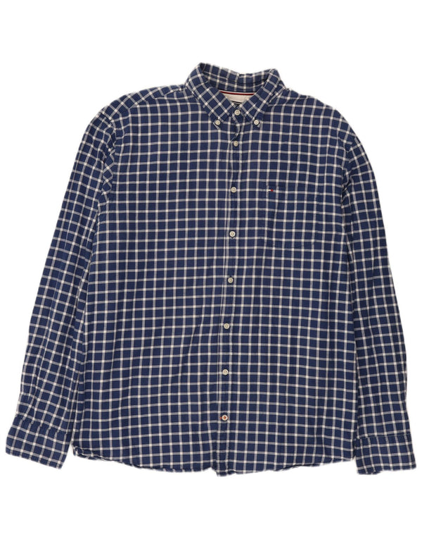Tommy Hilfiger Herren-Flanellhemd 2XL, marineblau, kariert, Baumwolle