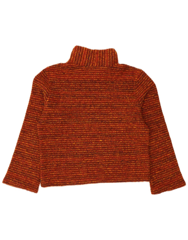 Vintage Mädchen Pullover mit Rollkragen, 15–16 Jahre, groß, orange gestreift