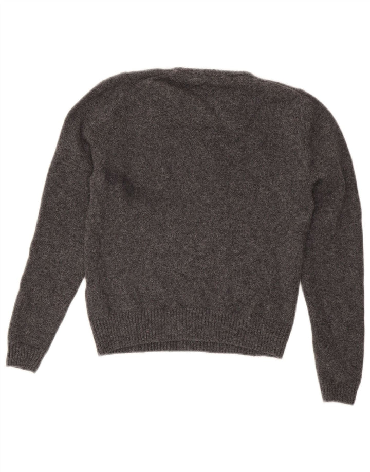 Zara Damen-Pullover mit Rundhalsausschnitt, UK 12, mittelgrau gefleckte Wolle