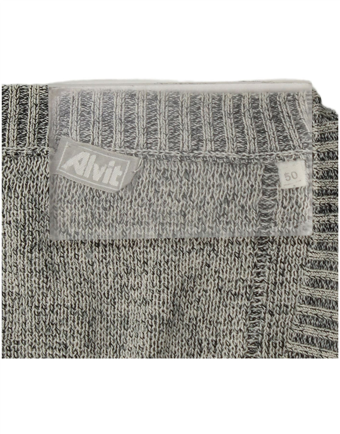 Vintage Herren Pullover mit V-Ausschnitt IT 50 Mittelgrau Geometrisch