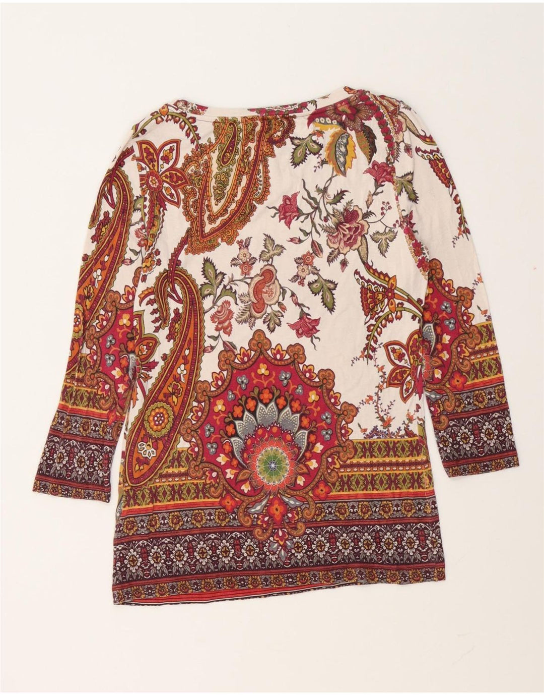 Desigual Damen-Top mit 3/4-Ärmeln, UK-Größe 10, Größe S, mehrfarbig, Paisley-Viskose