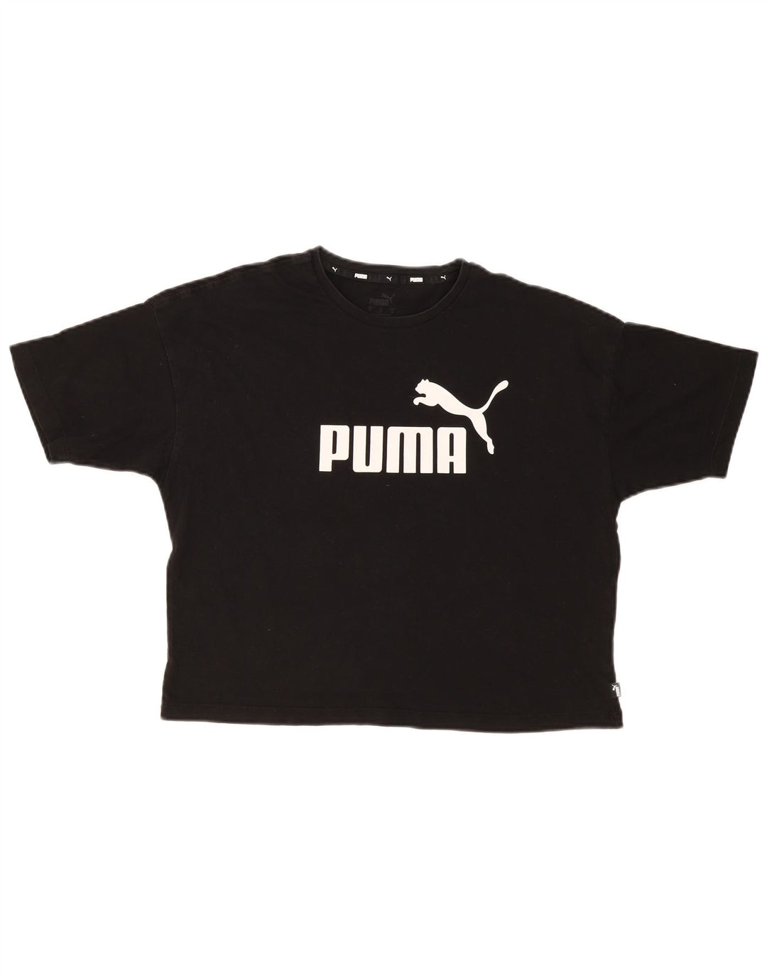 PUMA Womens Oversized Crop Graphic T-Shirt Top UK 10 Small Black