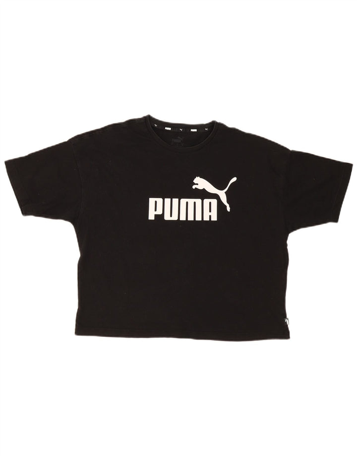 PUMA Womens Oversized Crop Graphic T-Shirt Top UK 10 Small Black