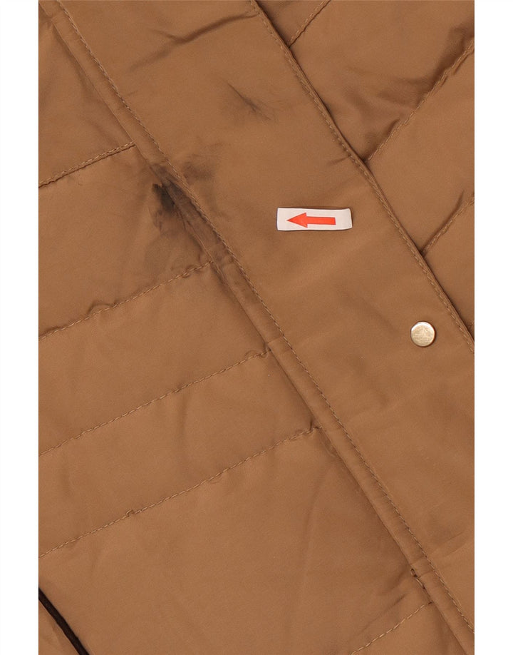 Zara Damen-Jacke mit Kapuze, gepolstert, Größe 44, Braun, Polyester