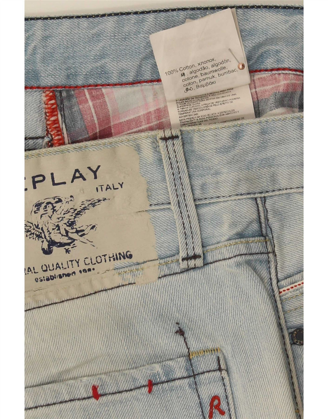 Replay Herren Straight Jeans W36 L34 Blaue Baumwolle