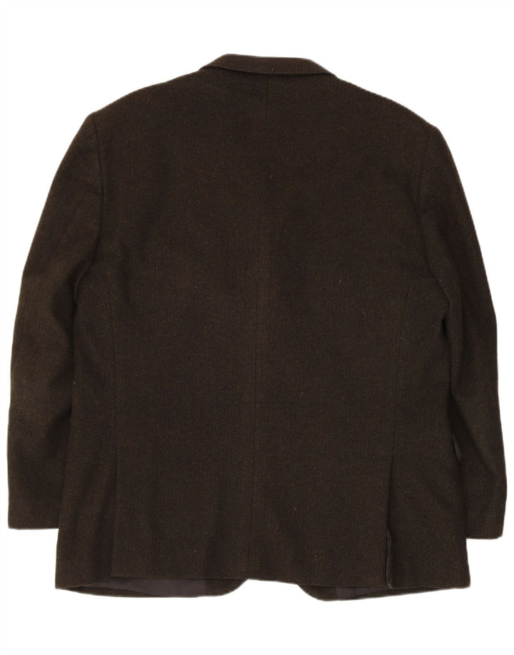 Vintage Herren 3-Knopf-Blazerjacke IT 54 2XL Khaki Herringbone Kaschmir