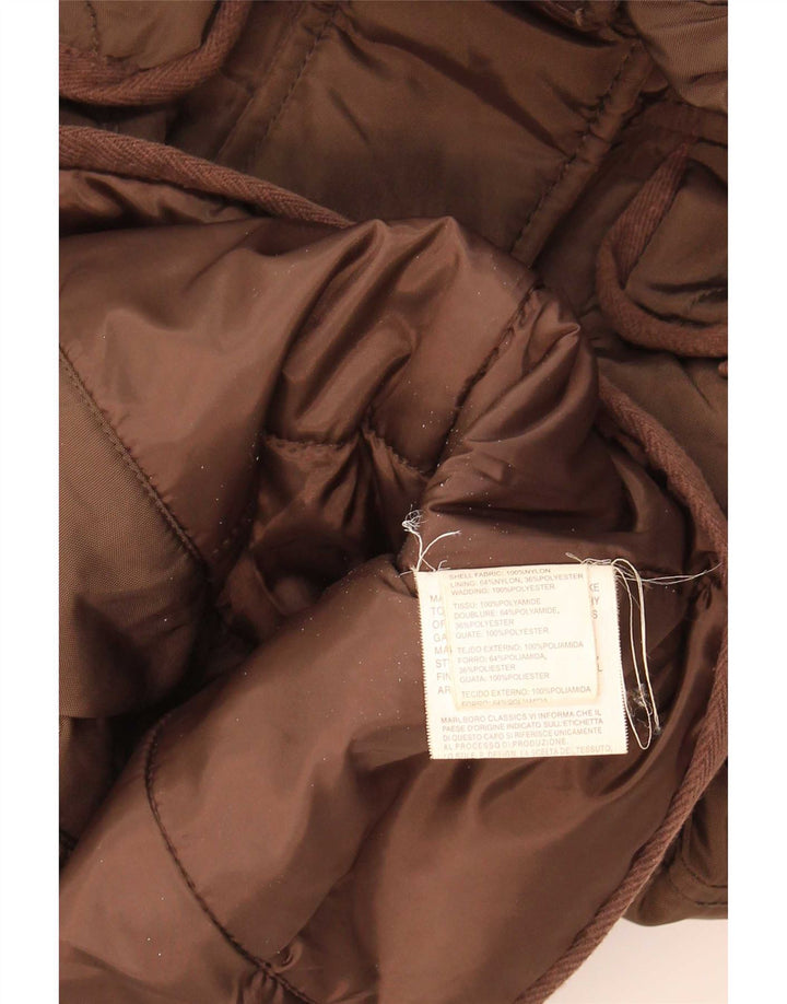 Marlboro Classics Damen-Utility-Jacke mit Kapuze, EU 42, großes braunes Nylon
