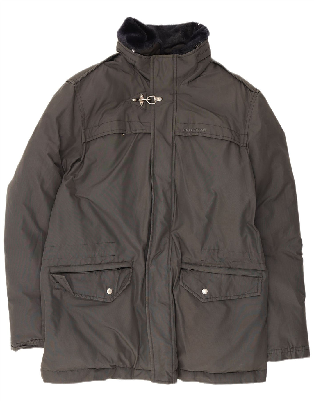 Rifle Herren Parka Jacke UK 40 Große graue Baumwolle