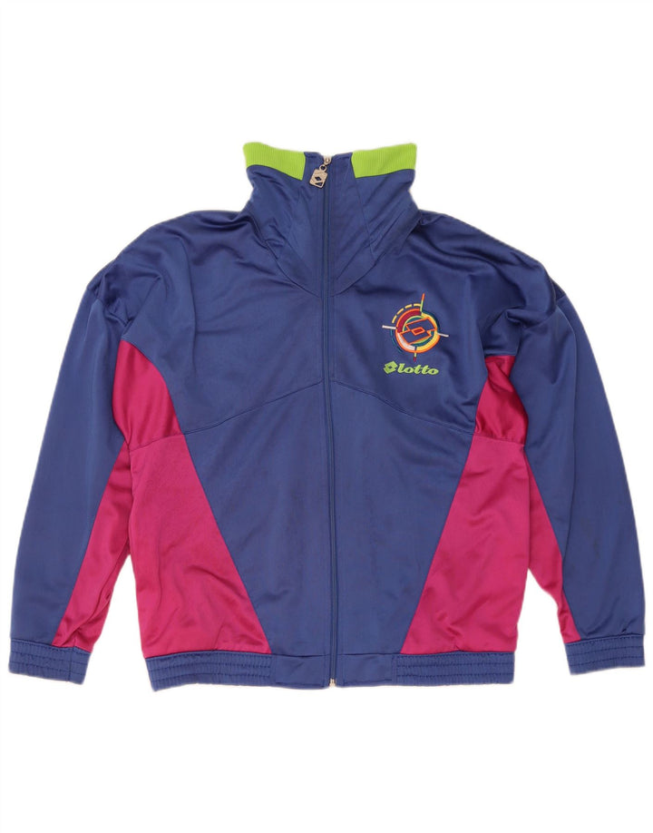 Lotto Herren-Trainingsanzug mit lockerer Passform, Oberteil, Jacke, klein, blau, Farbblock-Polyester