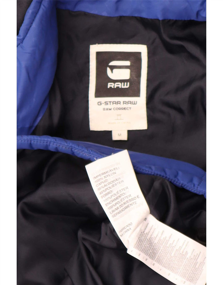 G-Star Wattierte Damenjacke mit Kapuze, UK 38, mittelblaues geometrisches Nylon