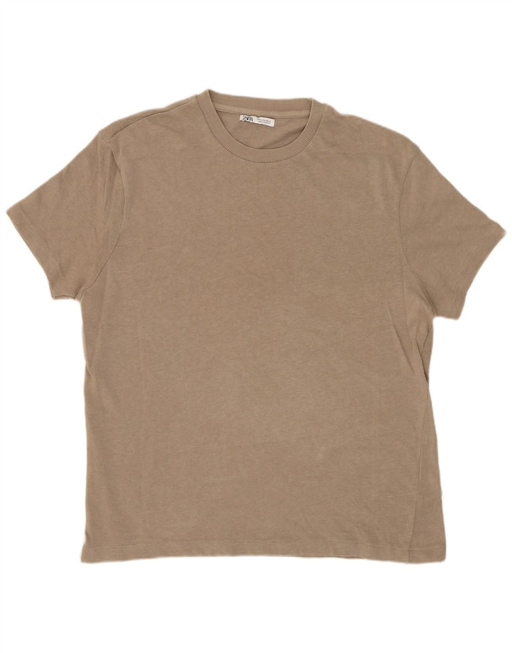 Zara Herren T-Shirt Top Mittelgrau
