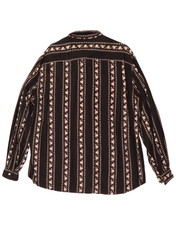 Vintage Herrenhemd XL Schwarz geblümt