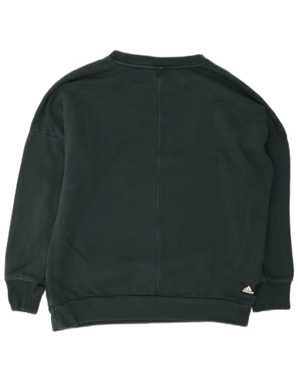 Adidas Damen Graphic Oversized Sweatshirt Pullover UK 4/6 XS Grüne Baumwolle