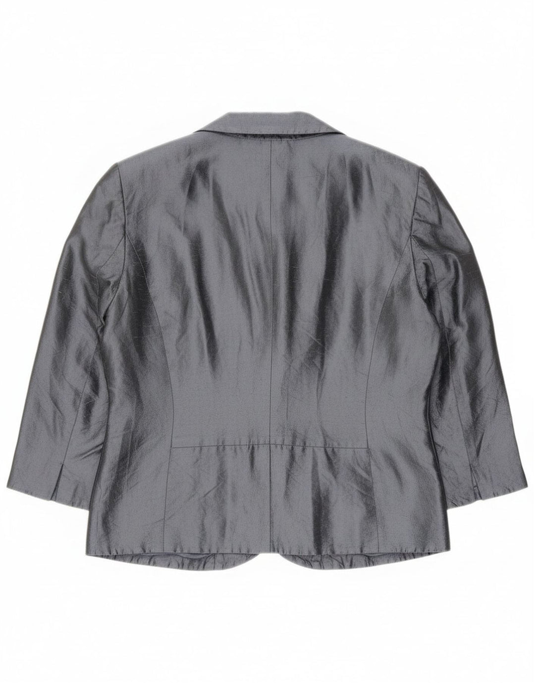 Blunauta Damen Crop 6 Button Blazer Jacke IT 42 Mittelgraue Seide