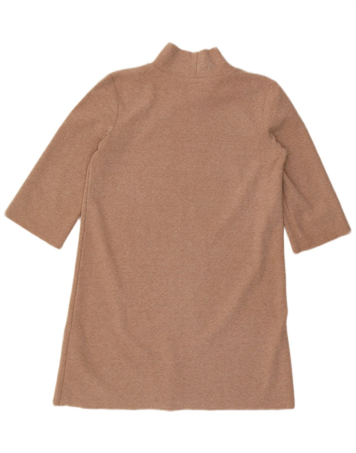 Zara Damen Etuikleid mit 3/4-Ärmeln, Größe S, Beige, Polyester